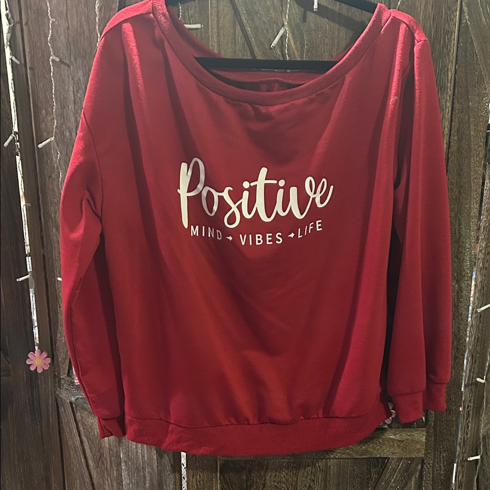 SHEIN Red Positive Vibes Sweatshirt